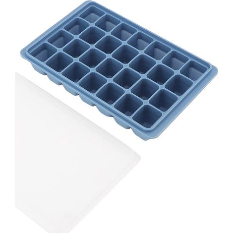 Moule à glaçons en silicone 28Grids DIY avec couvercle, pour puddings, chocolats et autres préparations culinaires (bleu). (1/5)