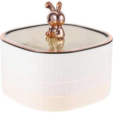 Boîte à Bijoux Lapin Mini, Organisateur Compartimenté ABS Crème (1/5)