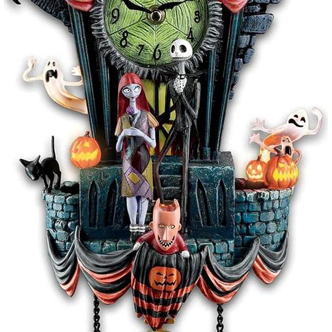 Horloge à coucou en résine, décoration traditionnelle d'horloge de maison de forêt, horloge murale de Noël artisanale en résine, statue de fantôme/squelette pour Halloween (1/4)
