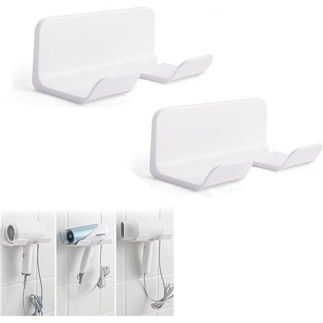 CCYKXA pcs Haartrocknerhalter, Haartrocknerhalter ohne Bohren, Wandmontierter Haartrocknerhalter, Haartrockner-Aufbewahrungs-Organizer, Haartrocknerhalter aus Kunststoff (Weiß)