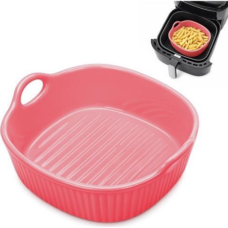 longziming - Plat de cuisson - Plat de cuisson rond en céramique pour friteuse à air chaud - Moule à lasagnes et casseroles émaillé avec poignées - Convient pour le four et la friteuse à air chaud (1/5)