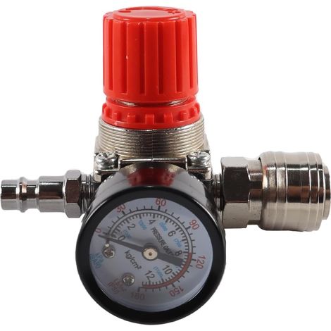 (Valve à trois voie)Régulateur de Pression du Compresseur d'air 1/8" 1/4" Détendeur Pneumatique,Valve de Régulation de Pression Avec Raccord 180psi 12bar (1/5)