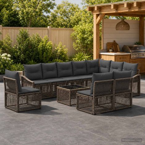 Set Divano da Giardino 11 pcs Grigio polyrattan vidaXL (1/5)