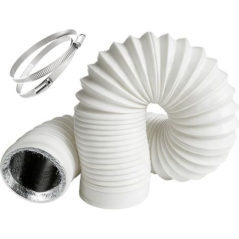 Tubing 125mm x 3m, 5 Layers Noise Reduction and Thermal Insulation, Adjustable Length Odor Free, for Ventilation, Air Vent (White, 125mm3m) (1/5)
