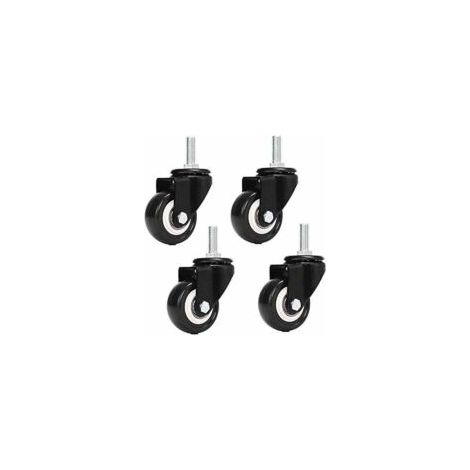 Rueda giratoria para carro de carga M8x25mm de 4 piezas, capacidad de 240 kg, con recubrimiento de polvo de PU (sin freno) - Crezuo (1/4)