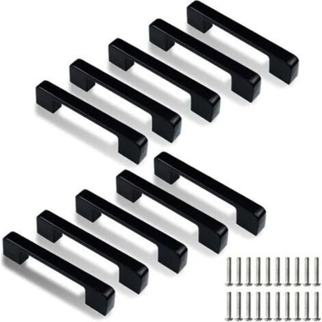 Lot de 10 poignées de porte de cuisine carrées en acier inoxydable avec trou central de 128 mm (vis incluses) (1/5)