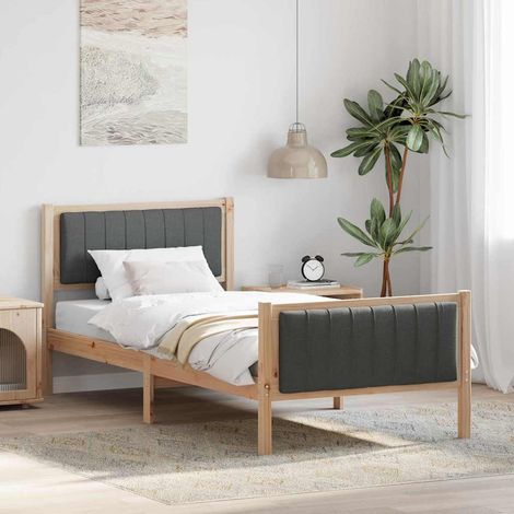 Bed frame Brown and dark grey 90 x 200 cm Solid pine wood vidaXL (1/5)