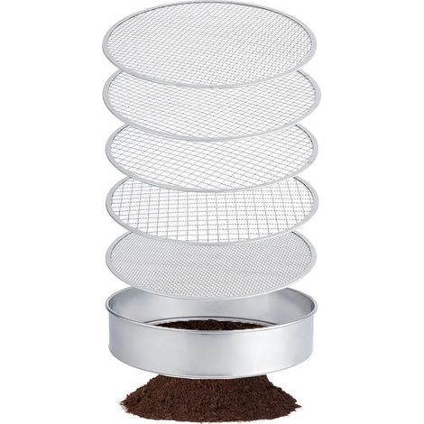 Tamis de jardin rond en acier inoxydable, kit 5 pièces avec pelle et étiquettes (1/5)