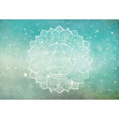Papier peint panoramique bleu ciel pour chambre Tapisserie panoramique design motif floral Papiers peints panoramique élégant motif rosace (1/3)