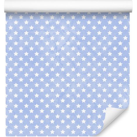 Papier peint étoiles azur et blanches pour salon et chambre 50x1000 cm (1/5)