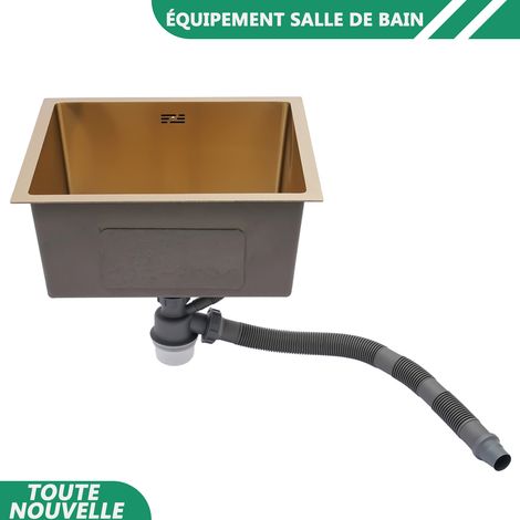 WAOBDLA 201 évier rectangulaire de comptoir d'évier de cuisine en acier inoxydable avec 2x tuyaux de drainage (1/5)