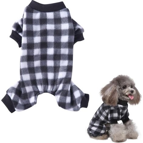 1 pull à carreaux pour chien, motif noir et blanc, en polyester, taille S à XL, adapté aux chiens et chats, pour automne et hiver (1/5)