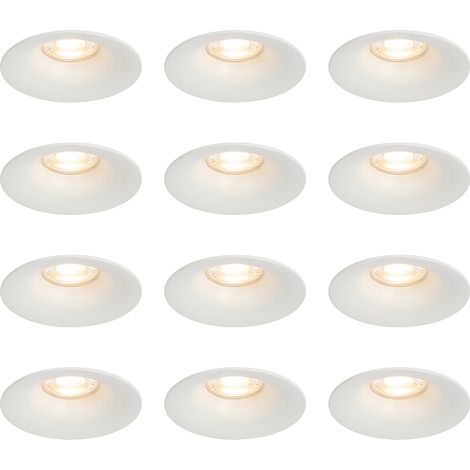 Set of 12 Recessed Spotlights White GU10 50mm - Gijs
