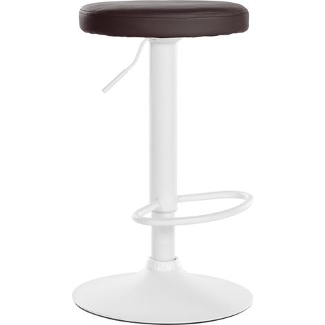 Taburete de bar x1 diseño sencillo altura regulable tapizado de PVC marrón patas de metal blanco 100006801 (1/5)