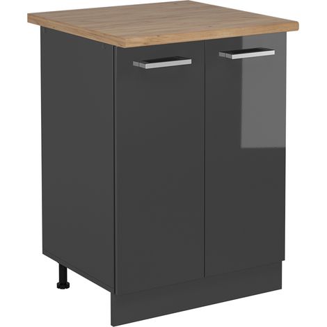 Mobiletto base cucina R-Line, Antracite lucido, 60 cm , PL Rovere, Vicco