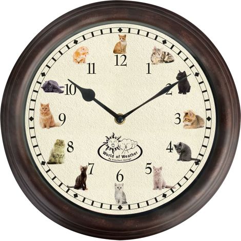 Reloj de pared con sonidos de gato 30 x 4,6 cm DEC022247