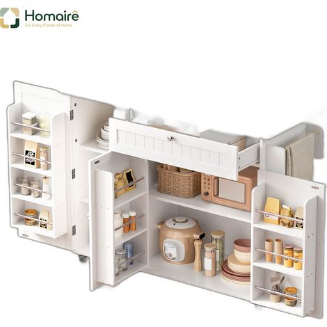 Desserte de cuisine blanche avec rangement en mdf 120 x 70 x 92 cm HOMAIRE (1/5)