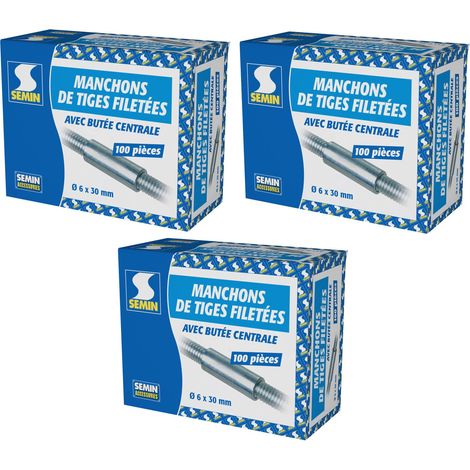 Semin – Manchons pour tige filetée 6 x 30 mm – Acier – Lot de 200 – Pour assemblage rapide et solide (1/4)