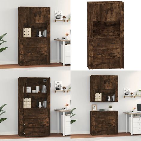 Highboard Räuchereiche Holzwerkstoff - Sideboard - Hochschrank - Regal - Wohnzimmermöbel - Holzmöbel - Home & Living (1/5)