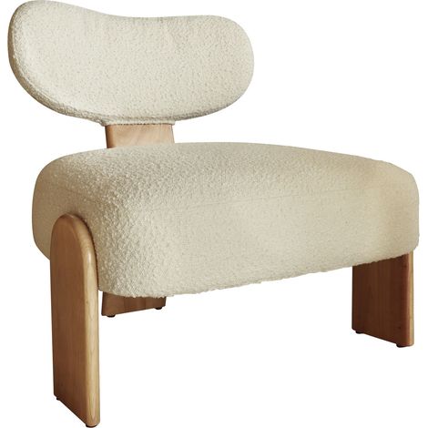 Fauteuil effet bouclette et structure en bois, HELLA (1/5)