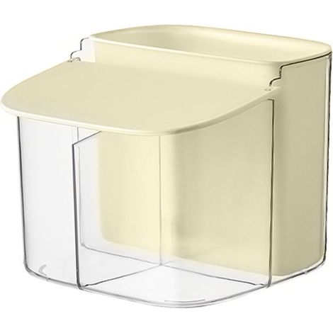 Wandmontierte Aufbewahrungsbox für Kosmetikartikel, Make-up, Wattebällchen, perforiertes Fach, atmungsaktive Aufbewahrung, weiß (1/5)