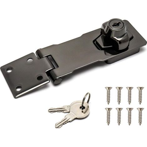 Serrure à clé à loquet, bouton rotatif de 10 cm, verrou de sécurité à clé avec vis de montage pour armoires, tiroirs, boîtes à outils, boîtes aux lettres, noir (1/5)