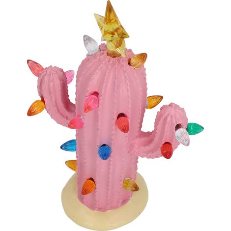 Figurine de cactus en résine, décoration intérieure, plante cactus, sapin de Noël lumineux pour salon ou entrée 7114G03 Rose (1/5)
