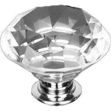 Poignées de porte en verre cristal transparent effet diamant, 40 mm, lot de 10 (1/5)
