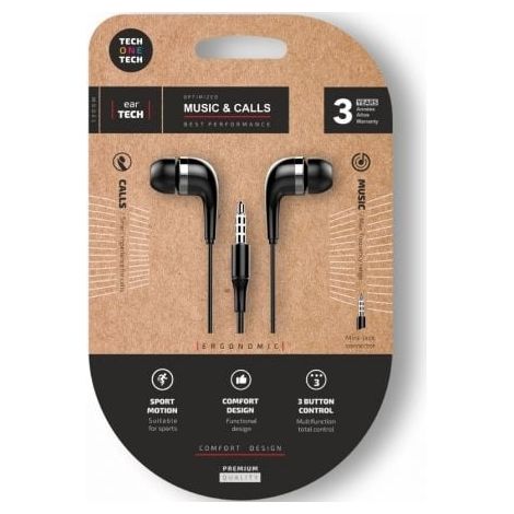 Auriculares Intrauditivos Tech One Tech soft earTECH TEC1005/ con Micrófono/ Jack 3.5/ Negros
