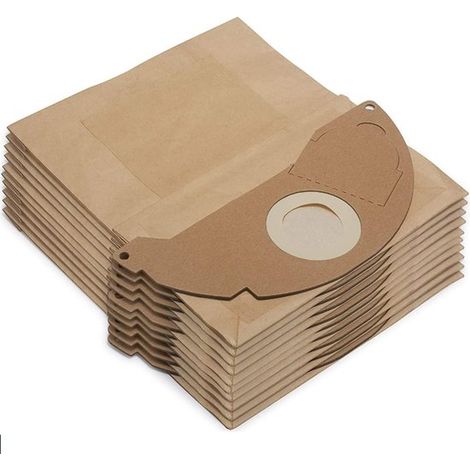 10 sacs pour aspirateur compatibles avec les modèles Kärcher WD2250, A2004, A2054, MV2, WD2, 6.904 et 322.0 (également compatibles avec les modèles WD 2.200, 2.210, 2.240 et 2.250). (1/5)