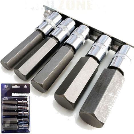 Toolzone 5pc Spline Hex Bit Socket Set 1/2" Drive Sockets 14mm - 24mm 100mm (1/2)