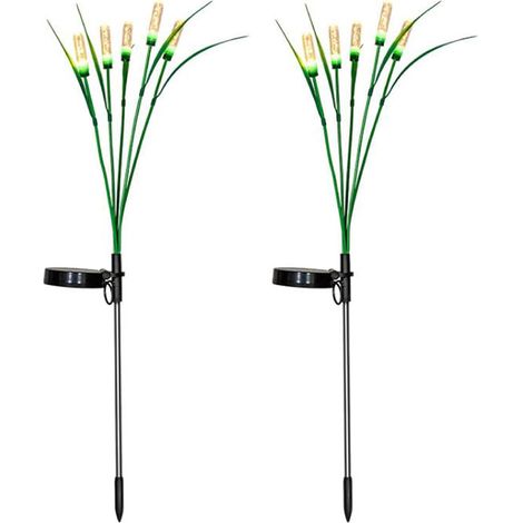 Solarleuchten für draußen, Gartendekoration, 2 Stück Solar-Garten-Schilflichter, wasserdichte Solarleuchten für warmes Licht für
