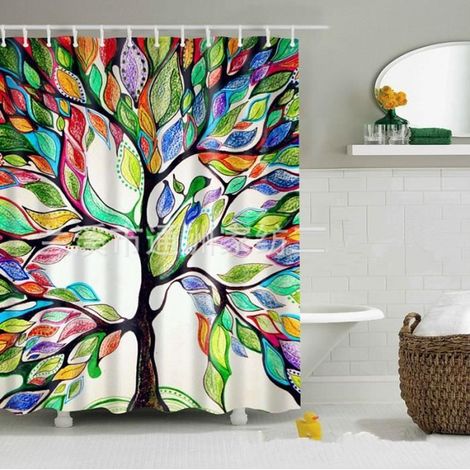 Rideau de douche - Arbres de Couleur - 180x180 CM - Vert - Accessoires de salle de bain - Couleurs variées