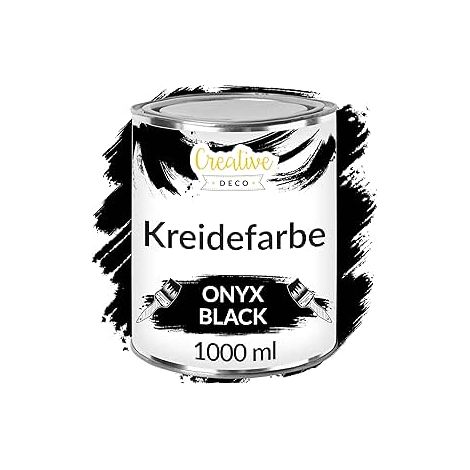 Creative Deco Kreidefarbe Schwarz 1L Matt und Abwaschbar für Holzmöbel