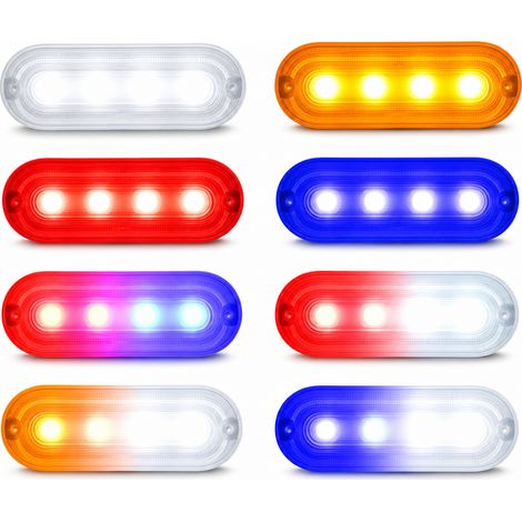 Feu Latéral LED pour Camion et Remorque, Feu de Signalisation Stroboscopique Blanc 12-24 V, 4 LED (1/5)