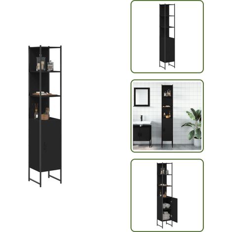 Armoire bois d'ingénierie - vidaXL Armoire de salle de bain noir 33x33x185,5 cm bois d'ingénierie - Armoire en acier (1/5)