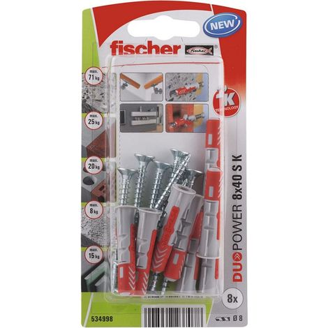 Fischer Duopower 8x40 mm tasselli bimateriale grigio rosso (1/3)