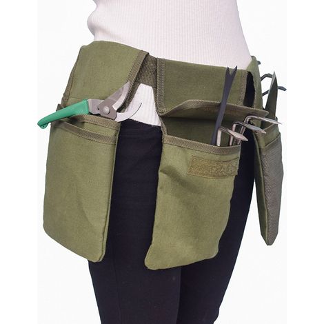 Tool Belt - Canvas Gardening Utility Belt - Adjustable Waist Organizer for Home Improvement and Housekeeping - 4 Pockets - 1 Piece (1/5)