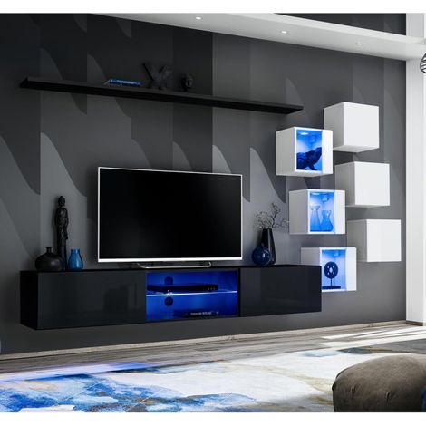 Ensemble Meuble TV "Switch XXI" 260cm Noir & Blanc (1/4)