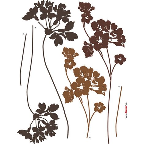 Lady's Smock, Sticker mural fleurs couleurs marrons - 50x70 cm (1/3)