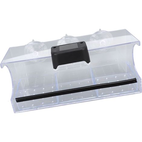 Bac oiseaux fenêtre transparent rectangulaire plastique ABS 30x10x13cm éclairage LED solaire 3 ventouses puissantes nourriture eau jardin balcon cadeau observation (1/5)