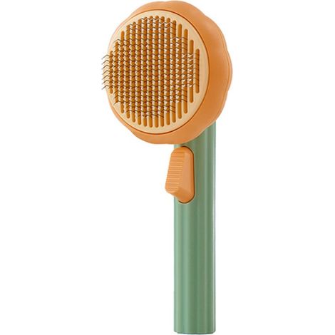 Brosse pour chat - Forme citrouille - Brosse pour chat - Brosse anti-poils de chat - Brosse pour enlever les poils de chat et de chien - Éliminateur de poils - Orange-vert - ABS Orange-vert (1/5)