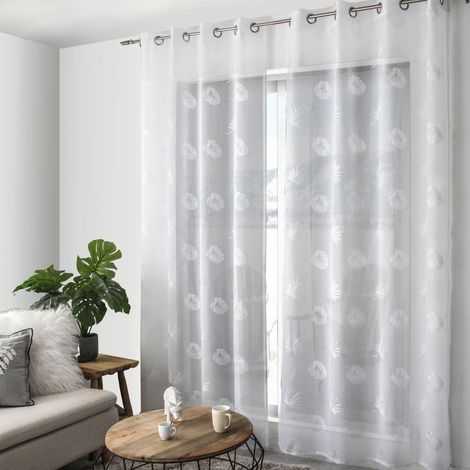 Rideau Voilage Brodé "Epicéa" 140x240cm Blanc