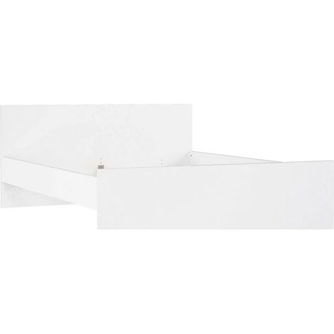 Dmora - Letto matrimoniale Kaitak, Sommier per camera da letto, Giroletto per stanza, Struttura porta materasso, 207x166 h80 cm, Bianco lucido