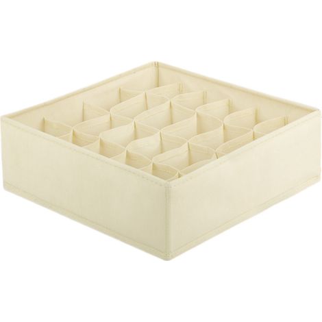 Ensemble de boîtes de rangement pliables en tissu non tissé avec tiroirs pour chaussettes serviettes cravates ceintures et autres articles couleur beige (1/5)