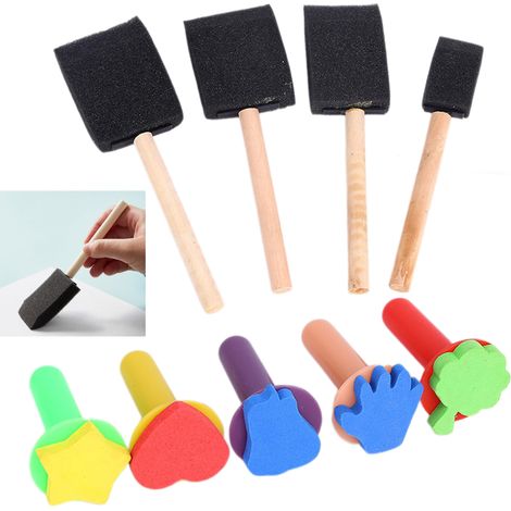 Pinceau éponge en Mousse Set 9 Pièces D'outils de Peinture à Pinceaux Peindre Applicateur Tampon Accessoires Tampons Plastique pour Les Projets Bricolage (1/5)
