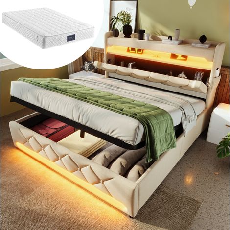 Letto matrimoniale contenitore LED USB 160x200 DESVIAE (1/5)