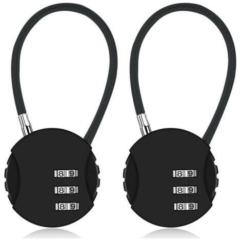 2 pièces Cadenas à code numérique 3 chiffres, résistant aux intempéries, pour valise d'avion, petits cadenas à câble, cadenas à code pour casier, pour voyage, bagages, valise, sac, casier (1/5)