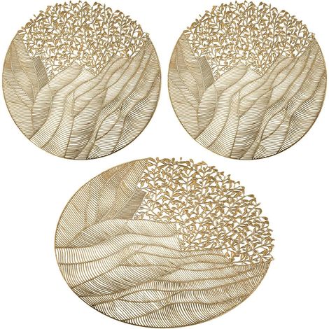 Lot de 3 sets de table ronds à motifs floraux (40 x 40 cm) — Sets de table résistants à la chaleur, adaptés aux hôtels, aux domiciles et aux restaurants (1/5)