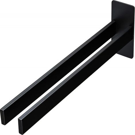 Porte-serviettes double barre de 39 cm sans perçage, finition noire moderne pour salle de bain, design pratique et minimaliste (1/4)